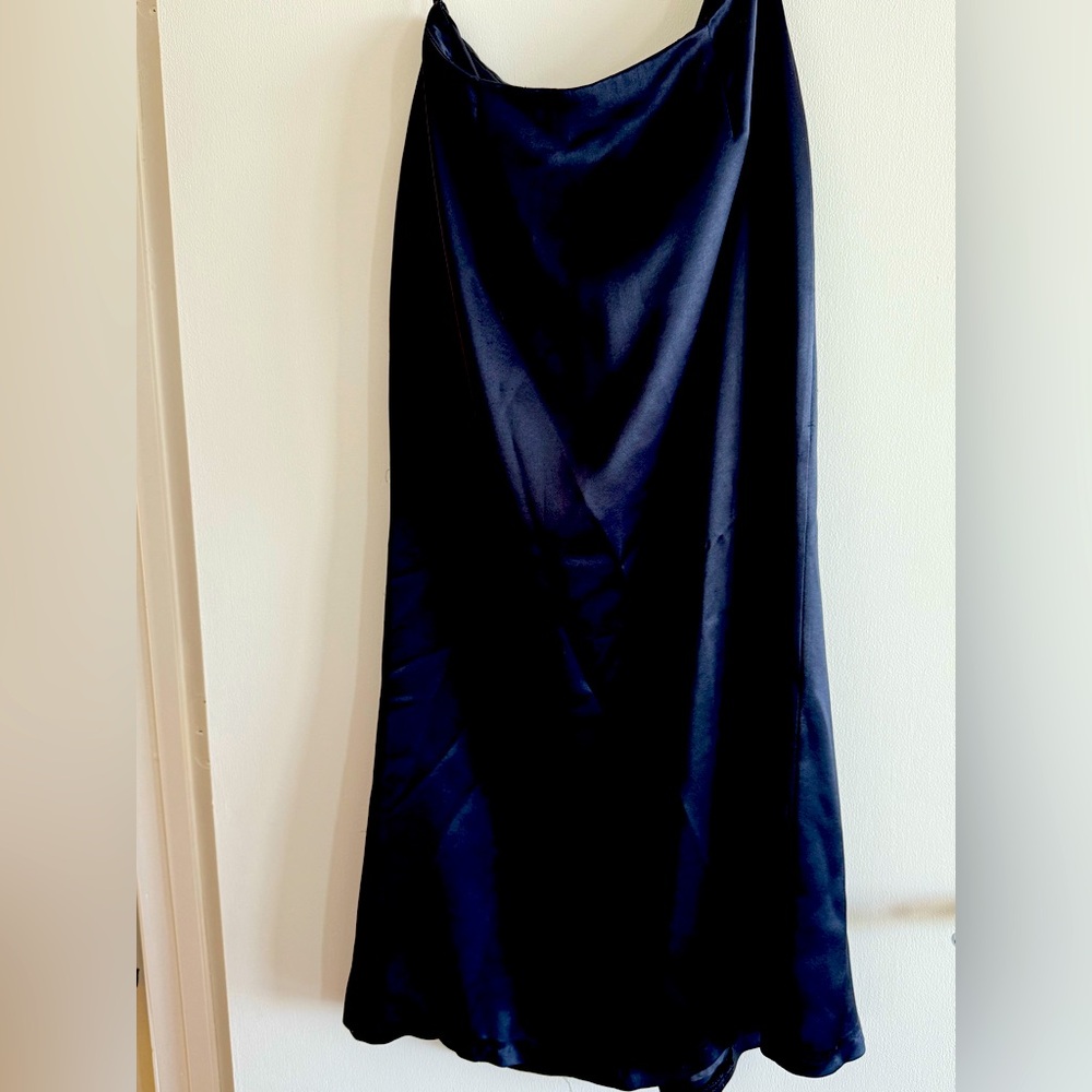 Carmen Marc Valvo Asymmetrical Blue Midi Skirt